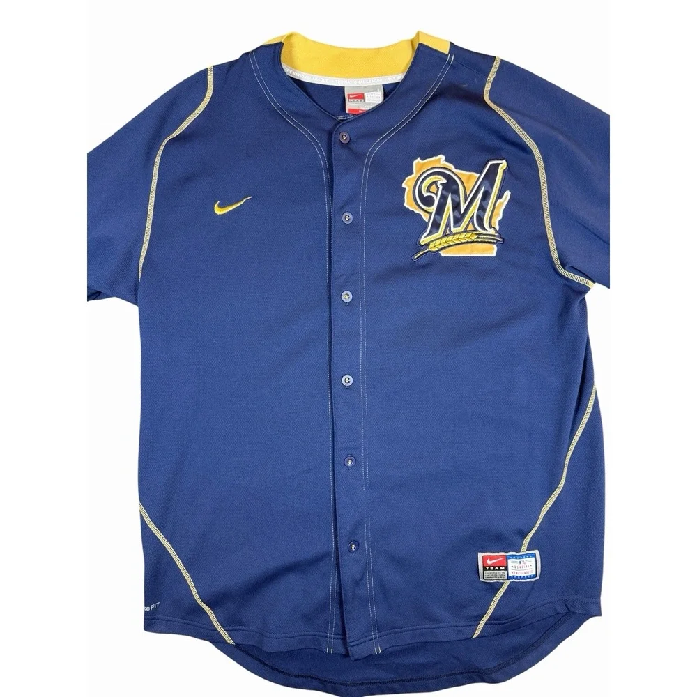 Nike Ryan Braun #8 Milwaukee Brewers Jersey Men's Large Blue MLB Baseball
